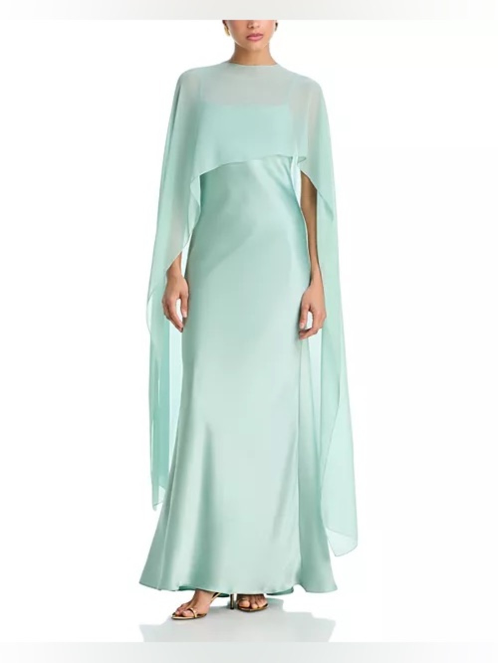 AQUA
Long Satin Dress with Chiffon Overlay - Exclusive